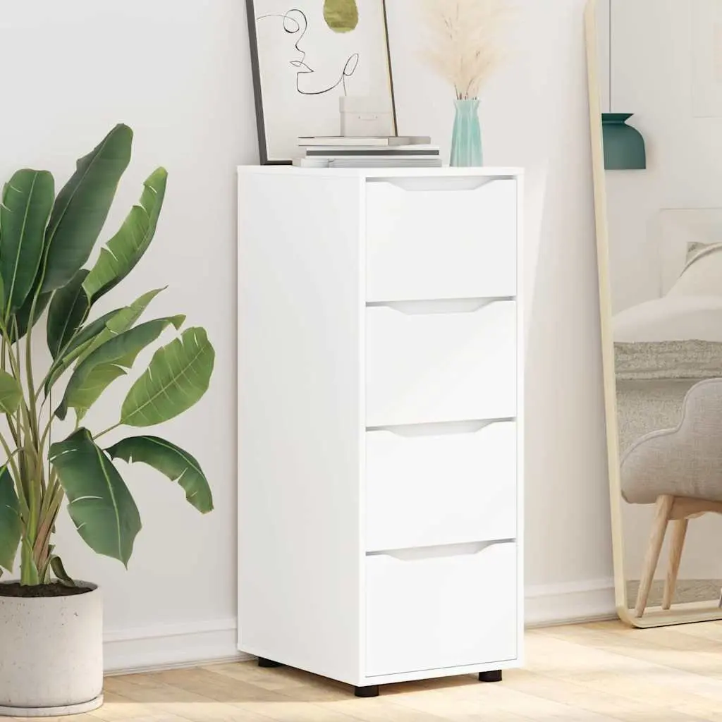 Storage Cabinet High Gloss White Engineered Wood Bedroom Living Room Organiser