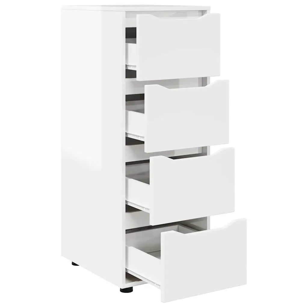 Storage Cabinet High Gloss White Engineered Wood Bedroom Living Room Organiser