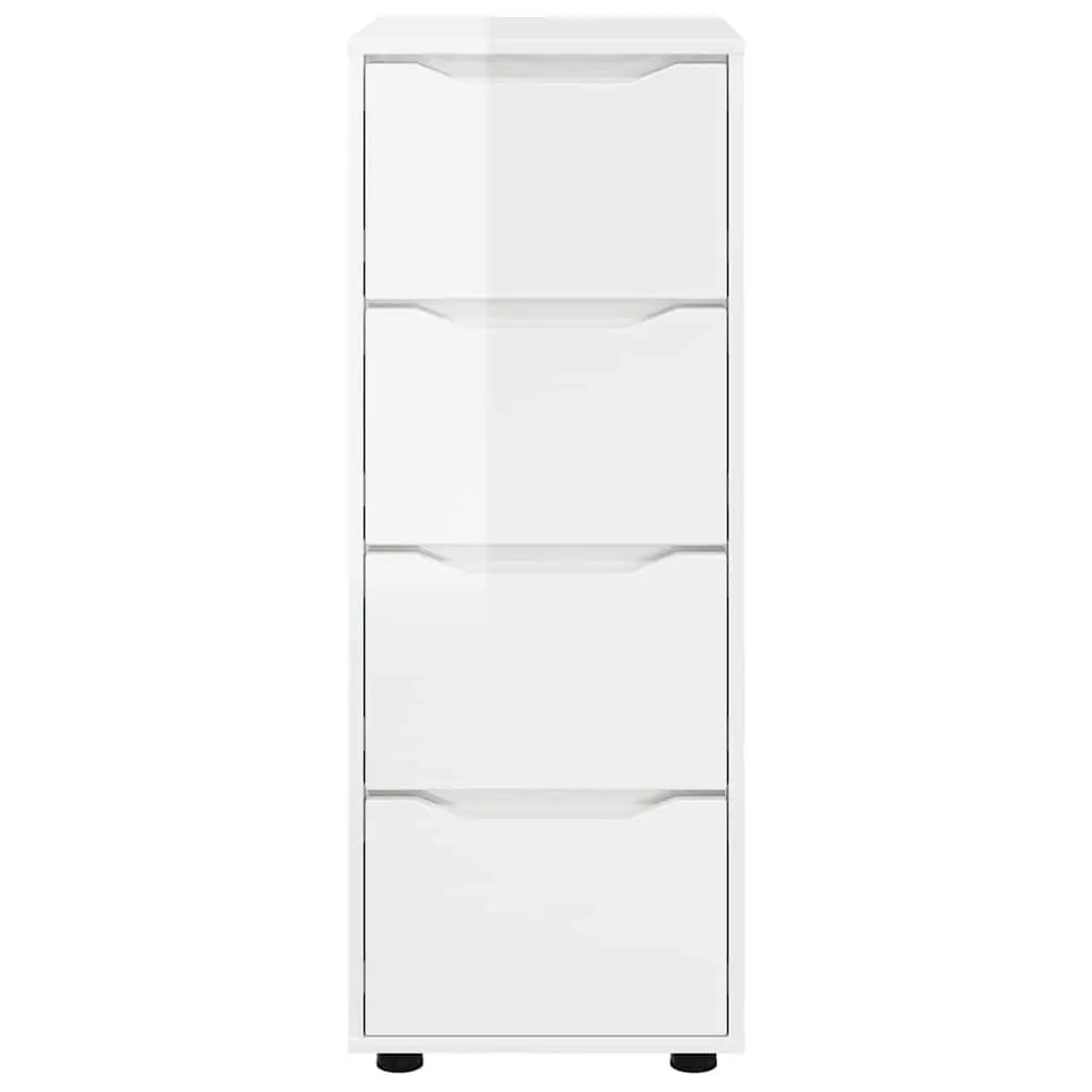 Storage Cabinet High Gloss White Engineered Wood Bedroom Living Room Organiser