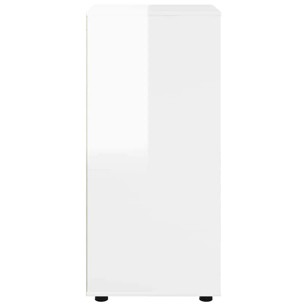 Storage Cabinet High Gloss White Engineered Wood Bedroom Living Room Organiser