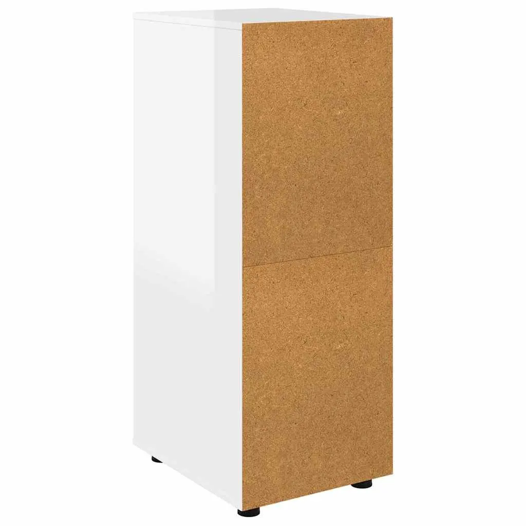 Storage Cabinet High Gloss White Engineered Wood Bedroom Living Room Organiser