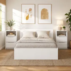 White Bedside Table Set 40 x 30 x 46 cm - 2 Pieces