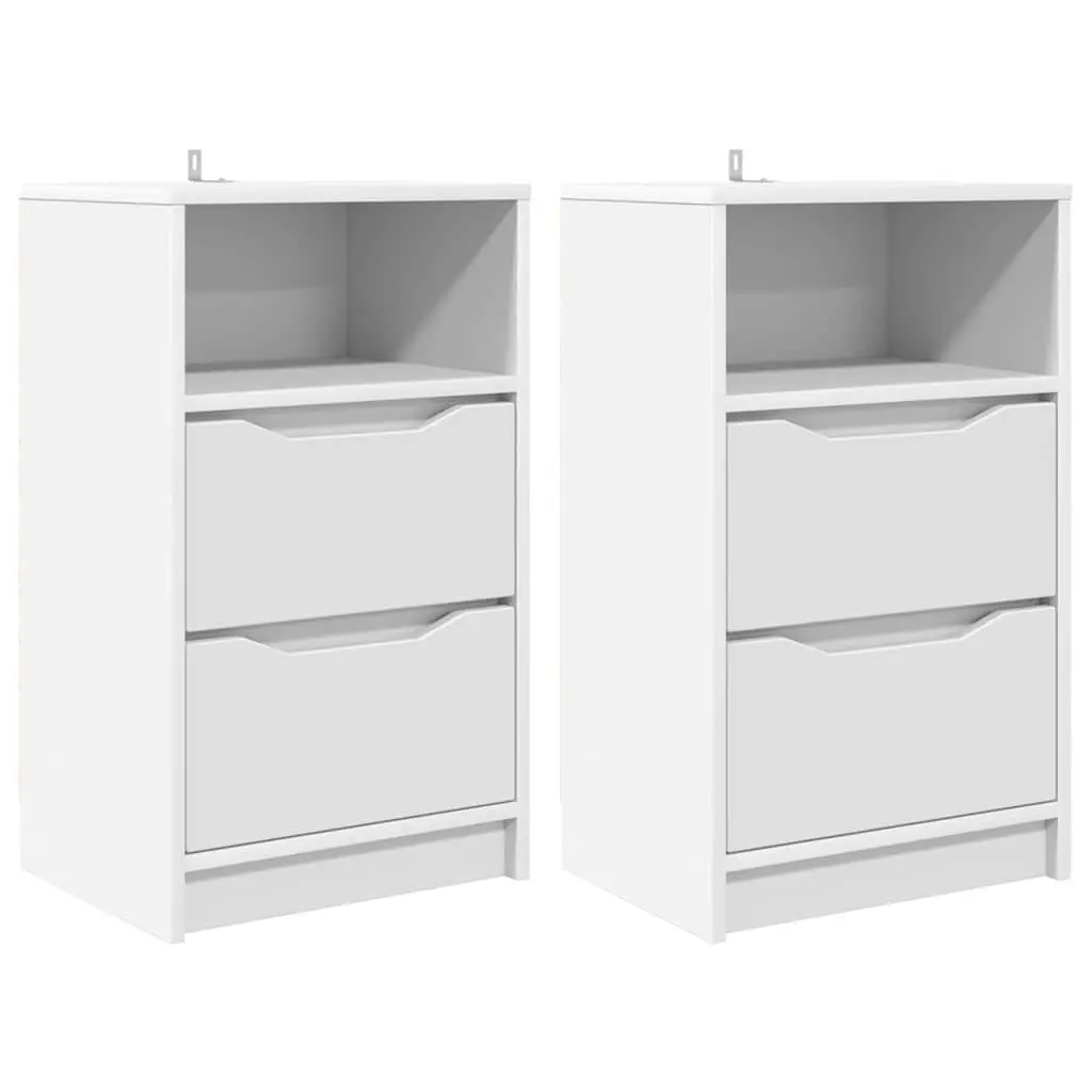 White Bedside Tables 40 x 30 x 46 cm Engineered Wood Storage Nightstands 2 Piece Set