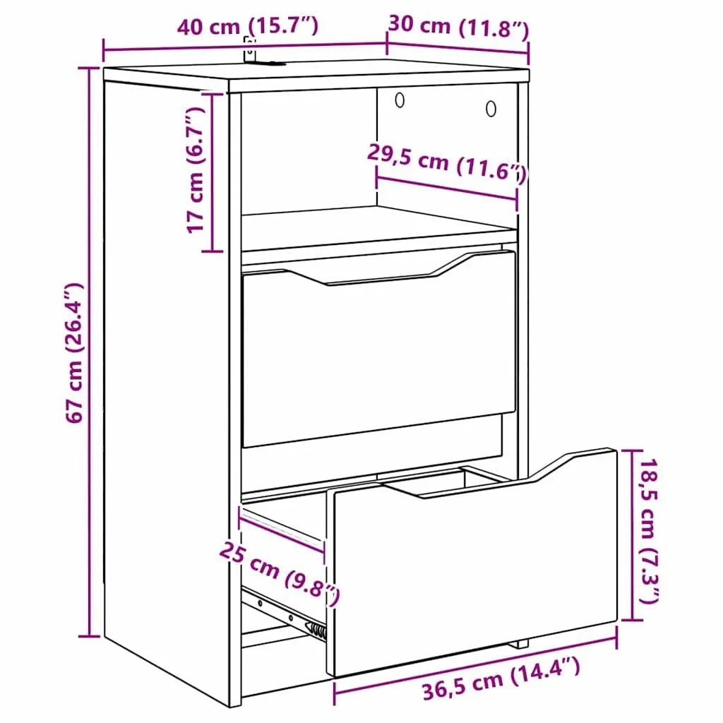 White Bedside Tables 40 x 30 x 46 cm Engineered Wood Storage Nightstands 2 Piece Set