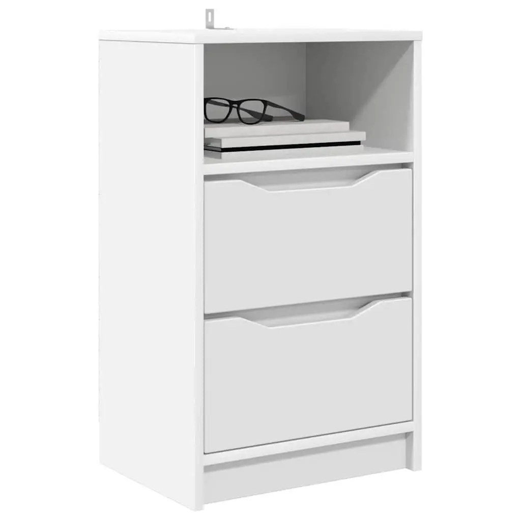 White Bedside Tables 40 x 30 x 46 cm Engineered Wood Storage Nightstands 2 Piece Set