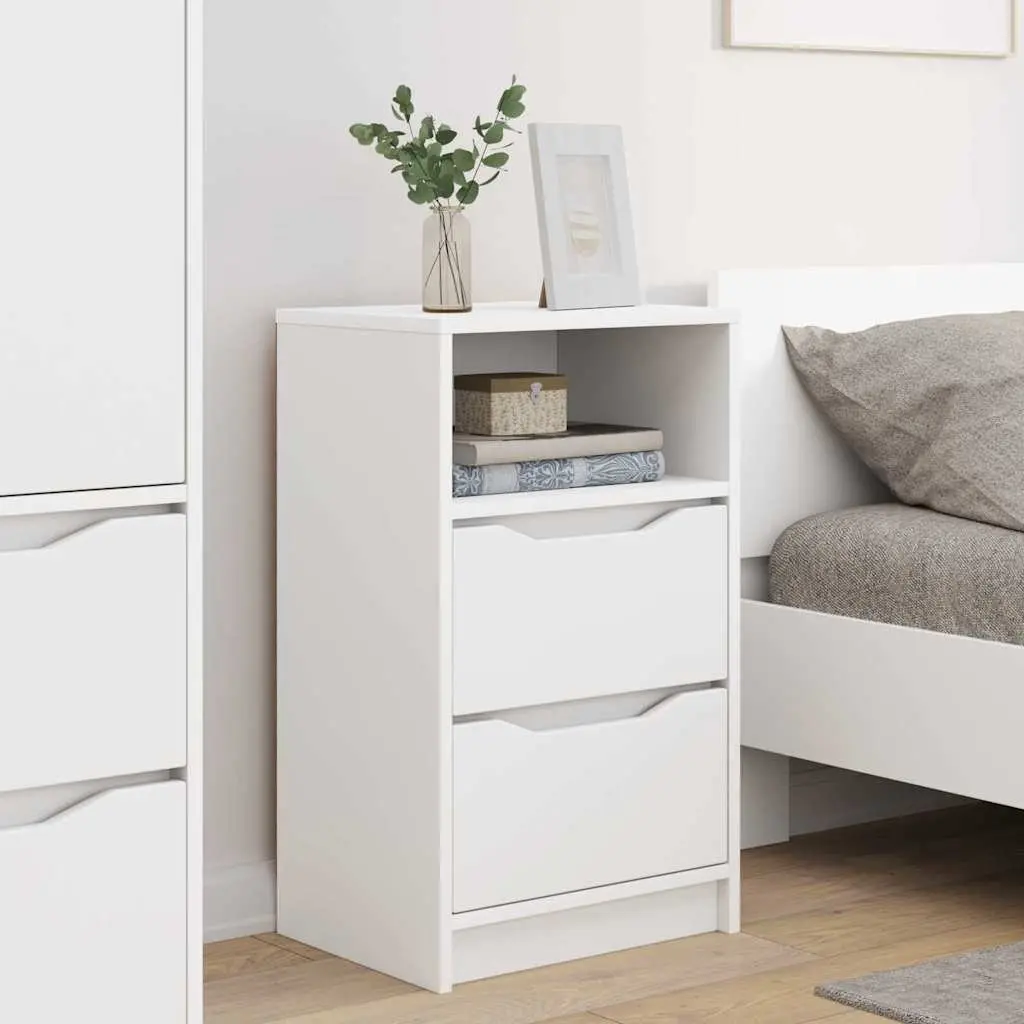 White Bedside Tables 40 x 30 x 46 cm Engineered Wood Storage Nightstands 2 Piece Set
