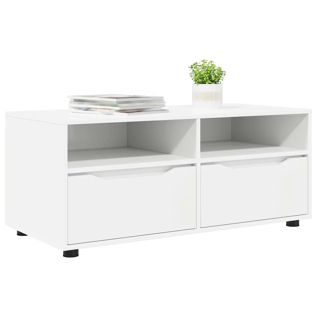 TV Cabinet with Drawer for Living Room White Modern Storage Unit 100 x 48 x 43 cm