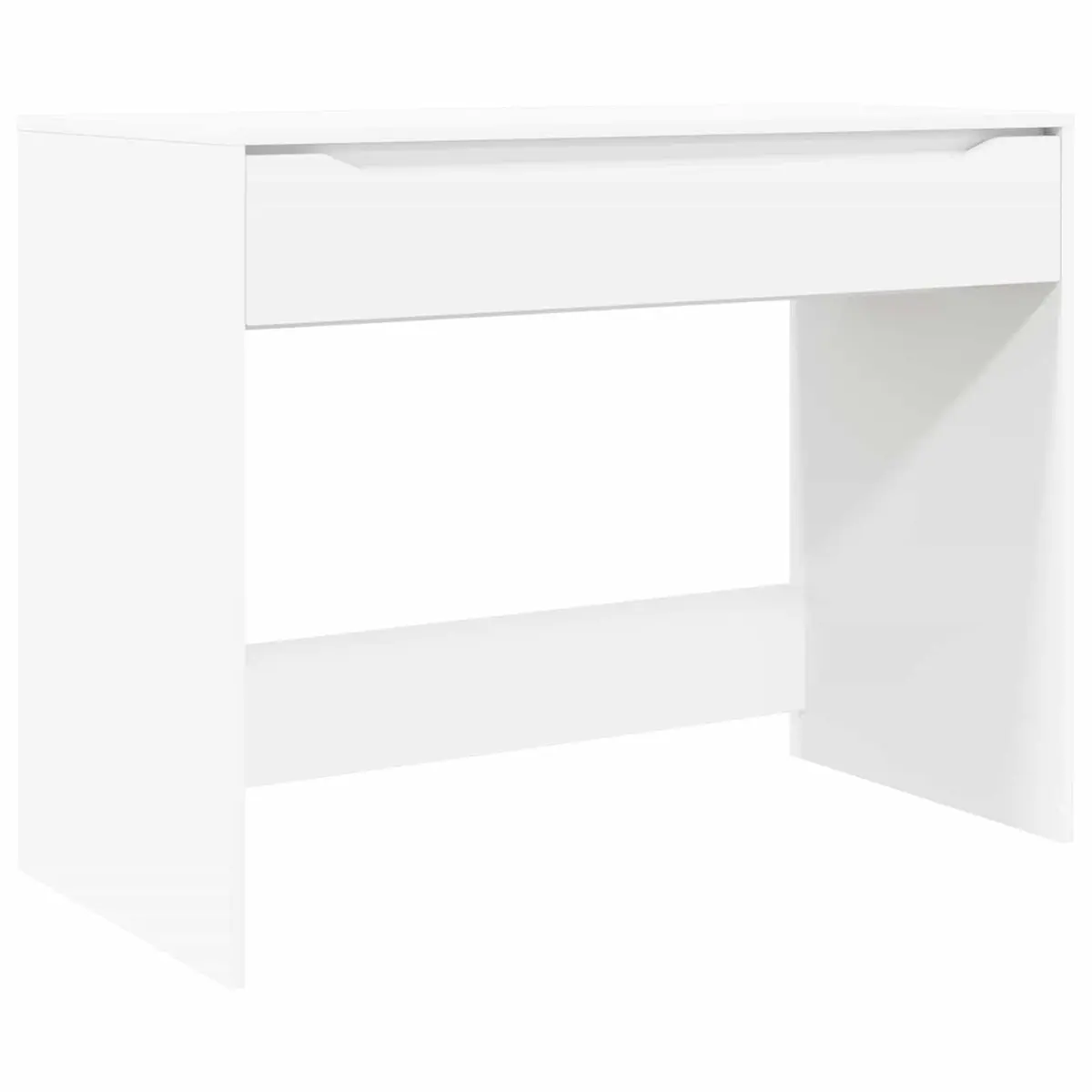 White Engineered Wood Desk with Drawer Rectangular Office Study Computer
