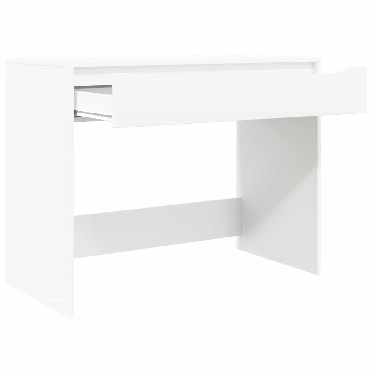 White Engineered Wood Desk with Drawer Rectangular Office Study Computer