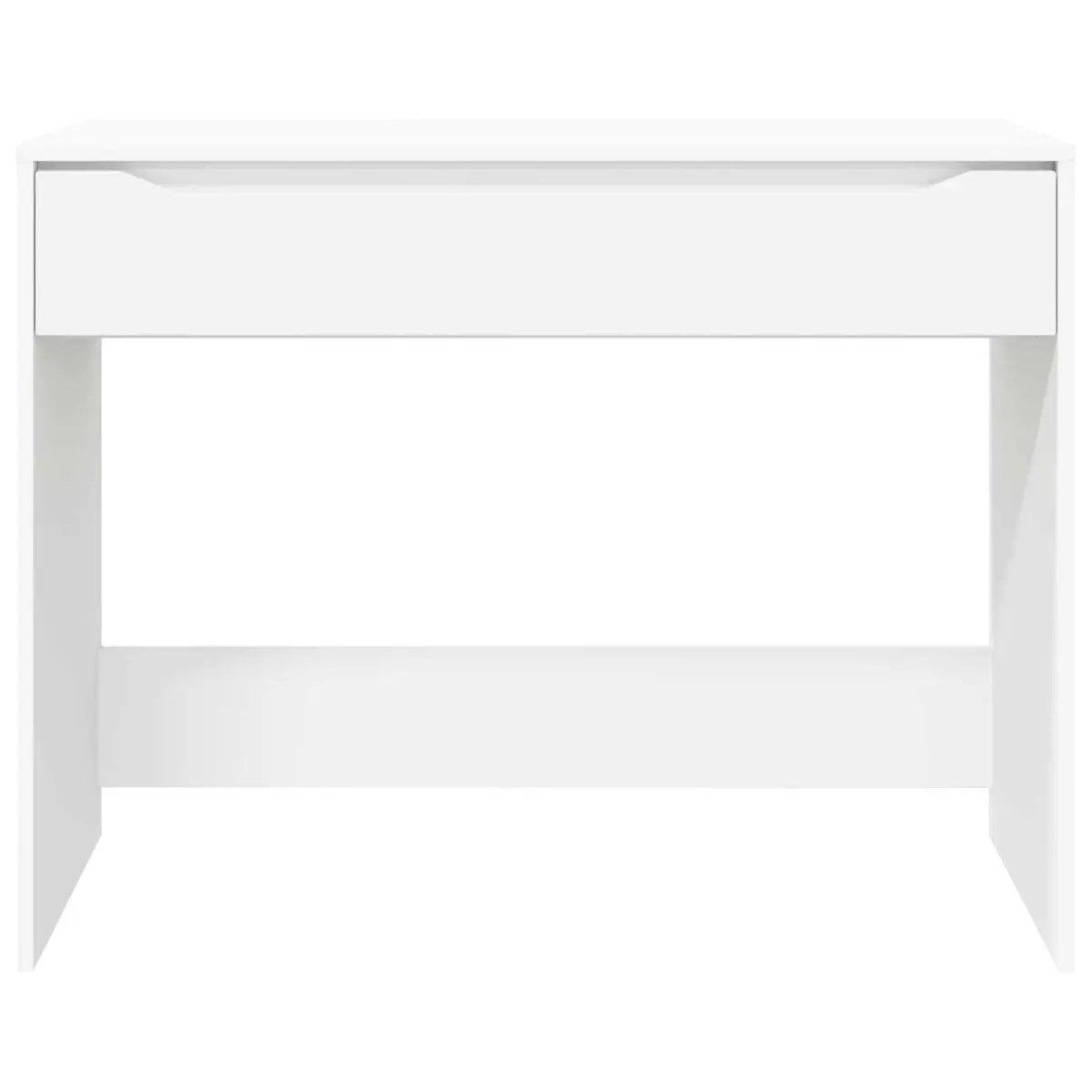 White Engineered Wood Desk with Drawer Rectangular Office Study Computer
