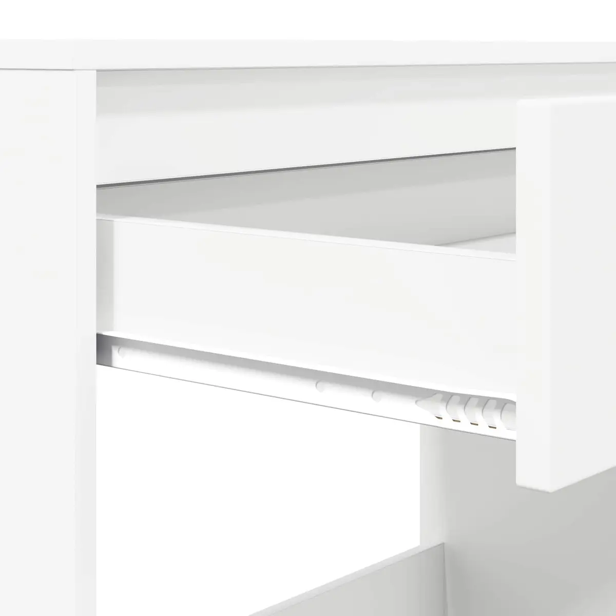 White Engineered Wood Desk with Drawer Rectangular Office Study Computer