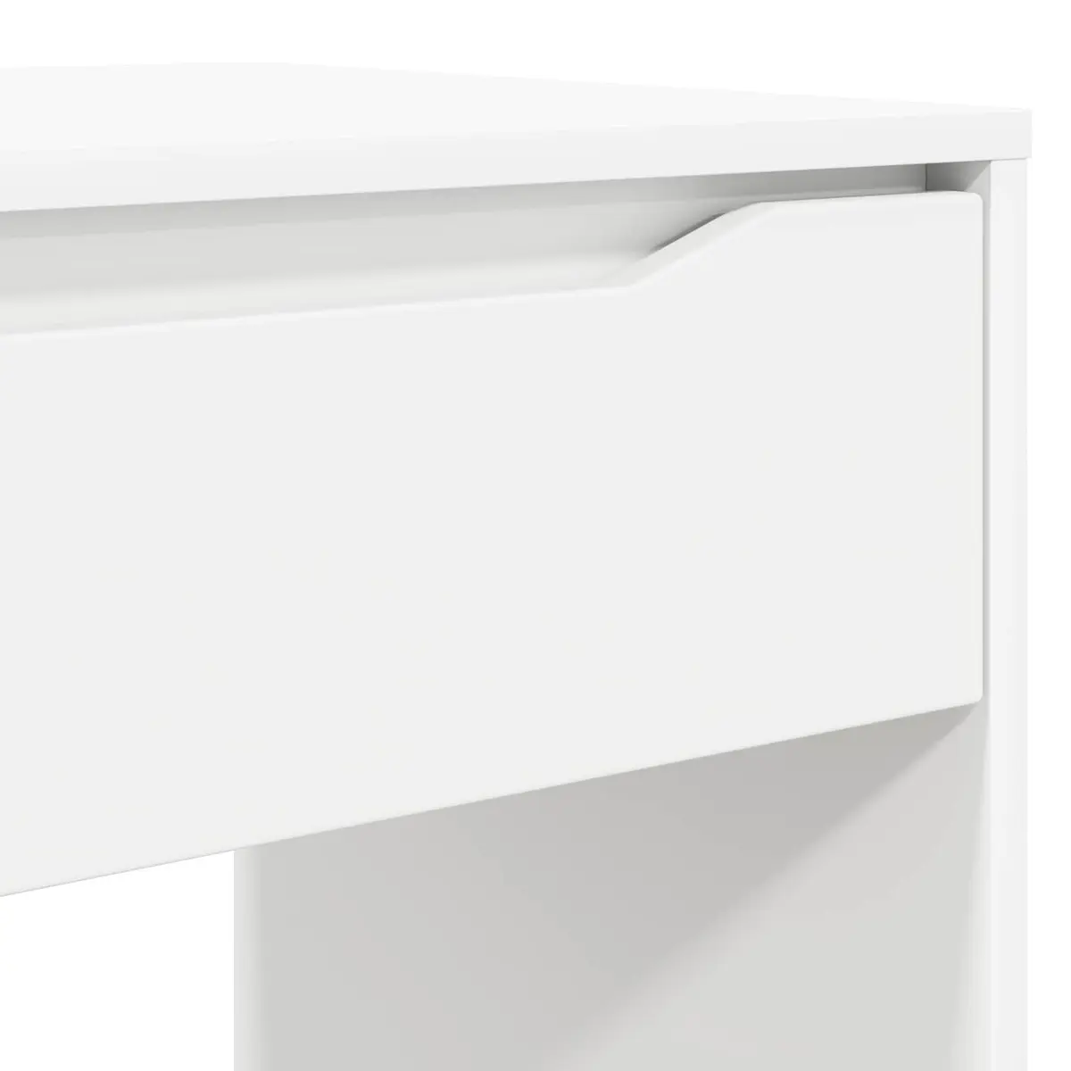 White Engineered Wood Desk with Drawer Rectangular Office Study Computer