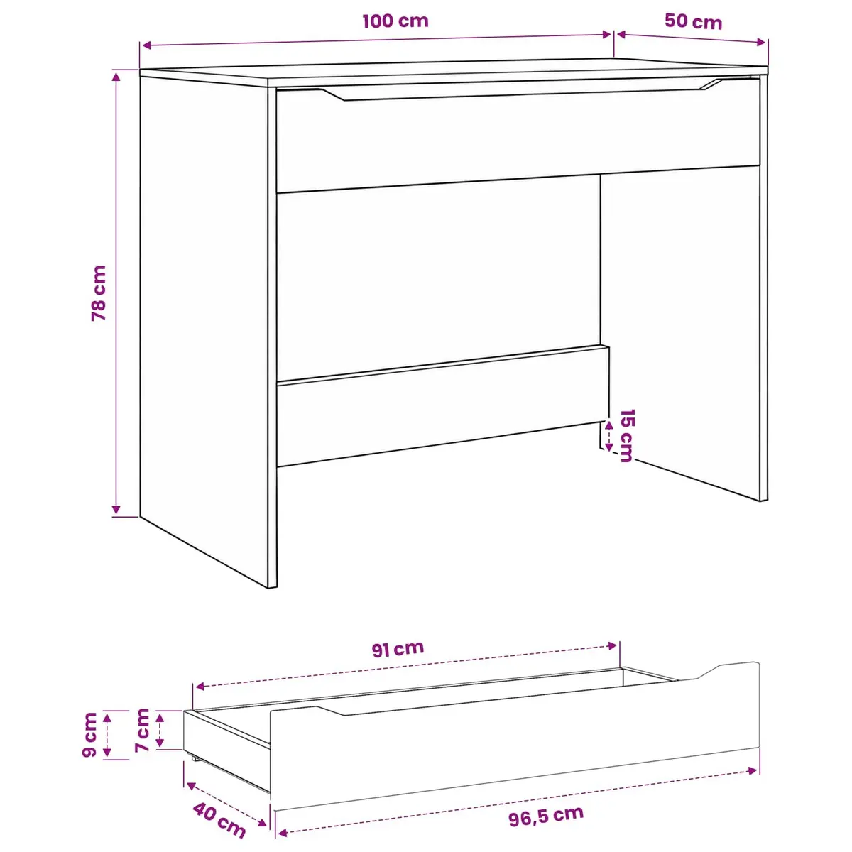 High Gloss White Desk in Engineered Wood
