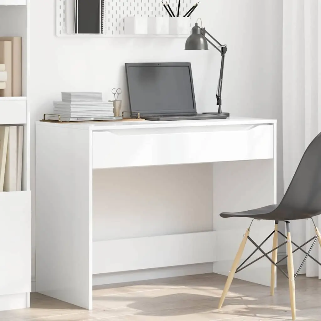 High Gloss White Desk in Engineered Wood
