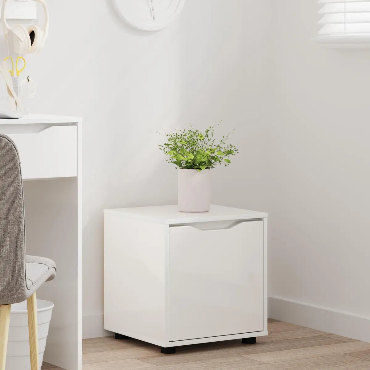 Bathroom Storage Cabinet High Gloss White Minimalist Modern Bedroom Organiser