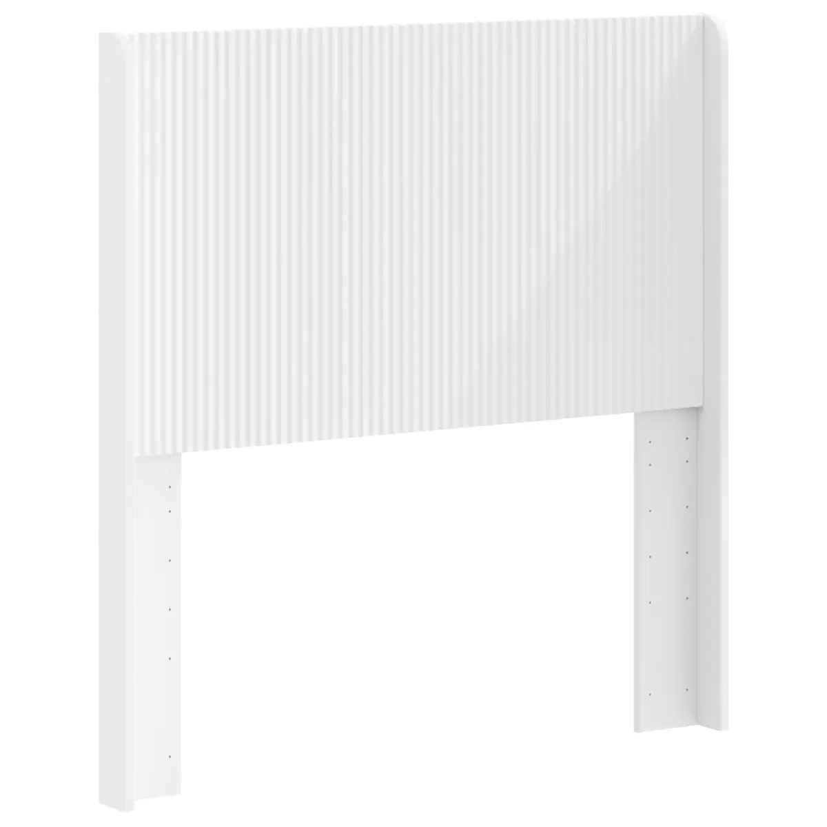 White Engineered Wood Headboard Vertical Slat Design Bedroom Furniture Bed Mount