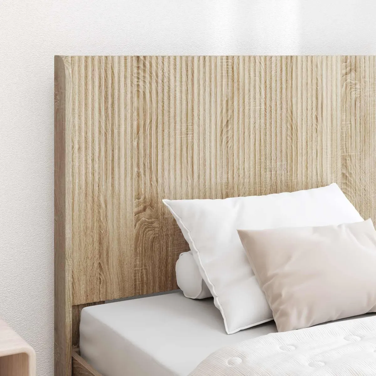 Engineered Wood Brown Headboard with Vertical Slats