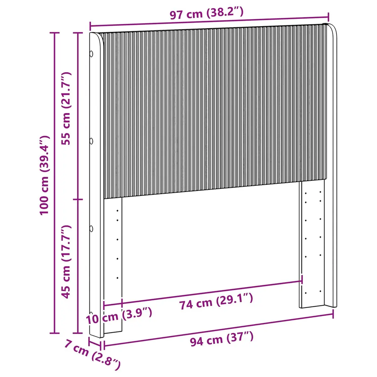 Engineered Wood Brown Headboard with Vertical Slats
