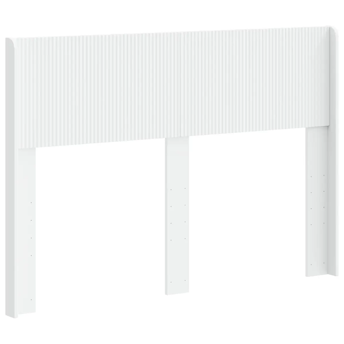 White Headboard Vertical Slat Design Engineered Wood Bed Frame Mount Bedroom