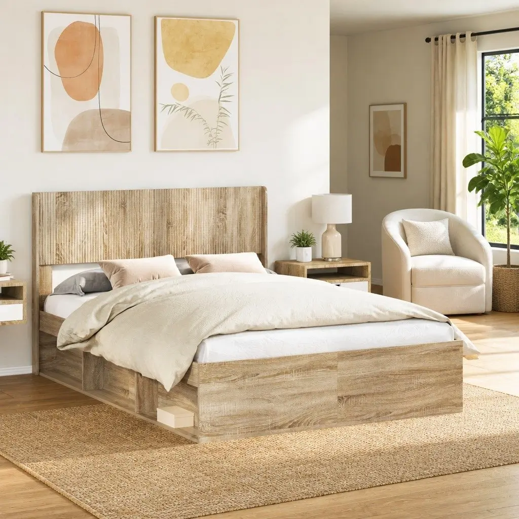 Sonoma Oak Brown Vertical Slat Headboard