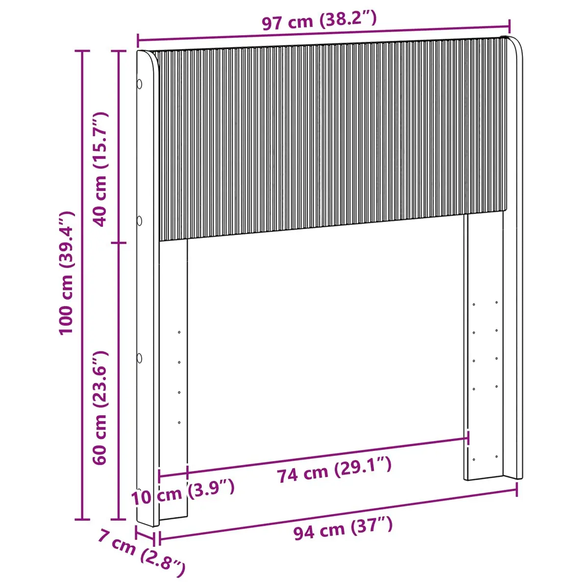 Engineered Wood White Headboard with Vertical Slats