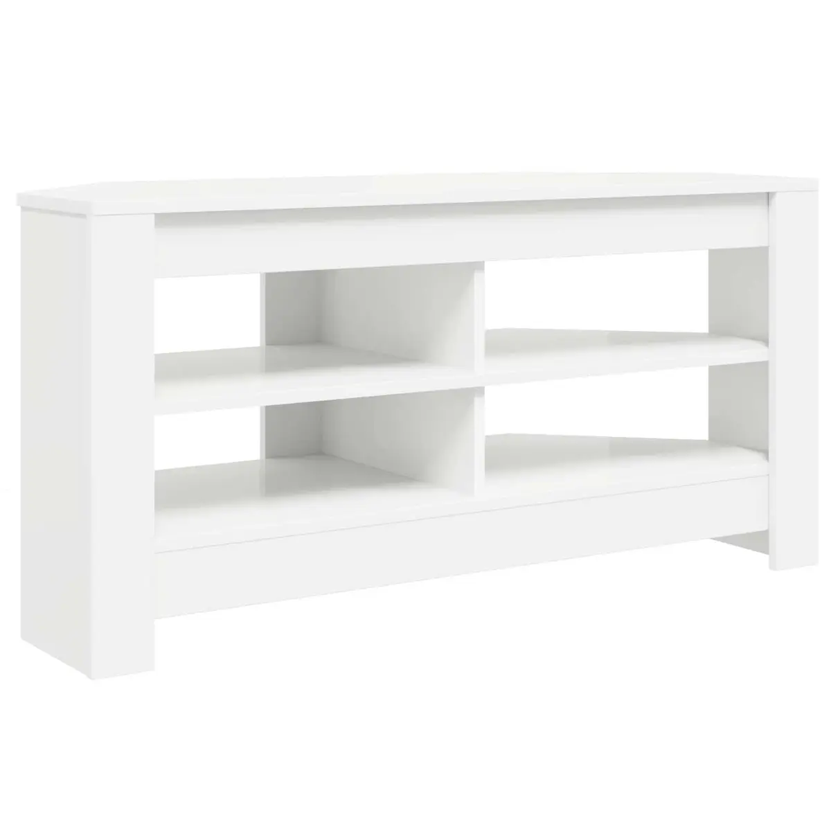 Corner TV Cabinet White Modern Living Room Media Storage Unit Engineered Wood