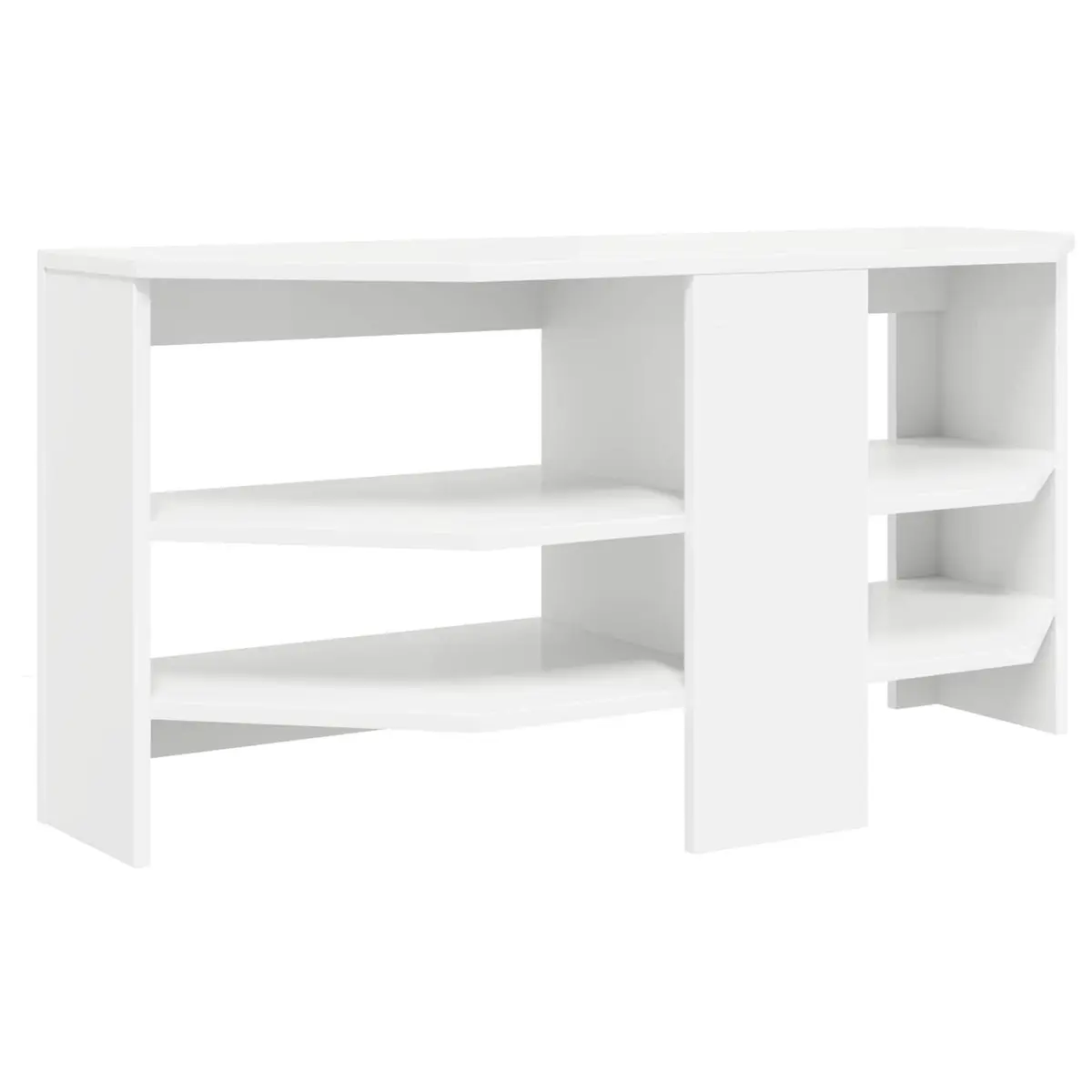 Corner TV Cabinet White Modern Living Room Media Storage Unit Engineered Wood