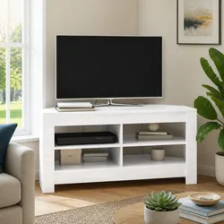 Corner TV Cabinet Specifications: High Gloss White, Engineered Wood