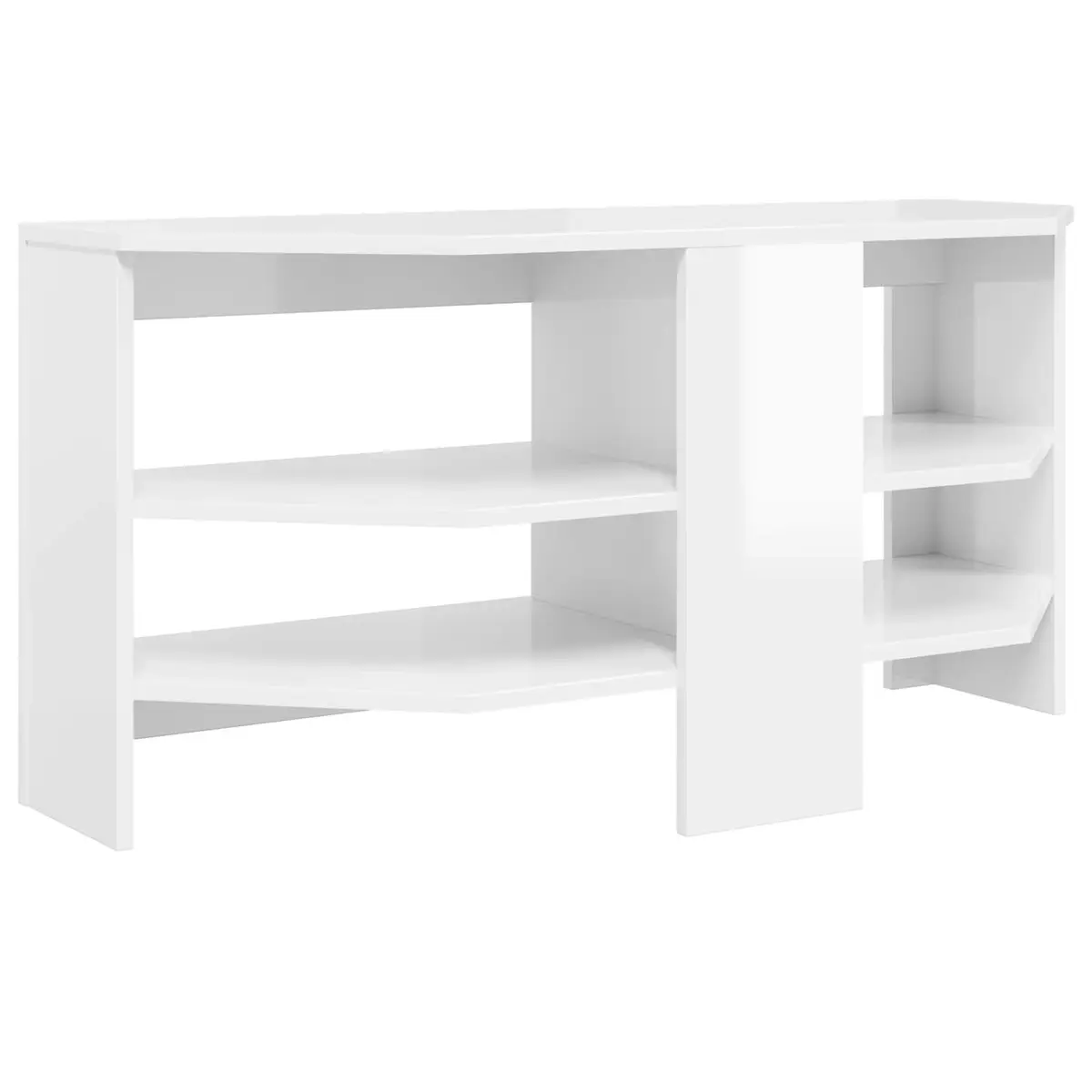 Corner TV Cabinet High Gloss White Modern Living Room Media Unit Storage Shelves