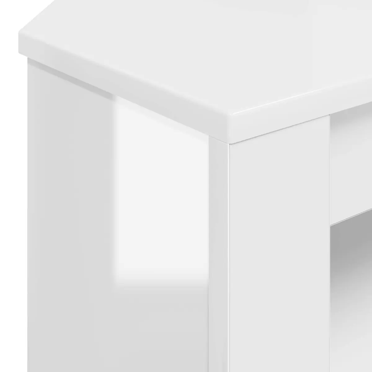 Corner TV Cabinet High Gloss White Modern Living Room Media Unit Storage Shelves
