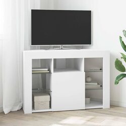 Corner LED TV Cabinet White 100x40x68cm with Shelves