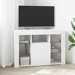 Corner LED TV Cabinet White 100x40x68cm with Shelves