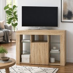 Grey Corner LED TV Cabinet Specifications and Features
