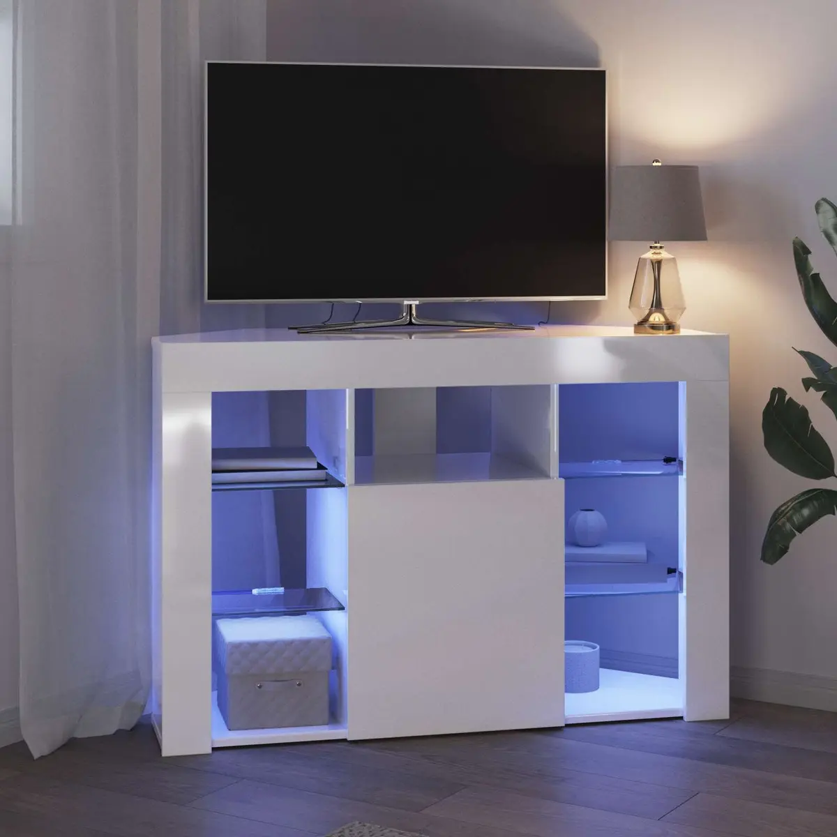 Corner LED TV Cabinet Wall-Mounted Unit