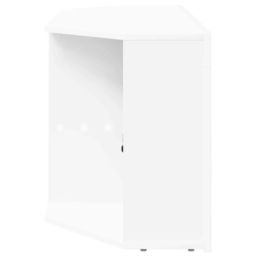 Corner LED TV Cabinet White Modern Living Room Storage Unit Wall Mounted 100 x 40 x 50 cm