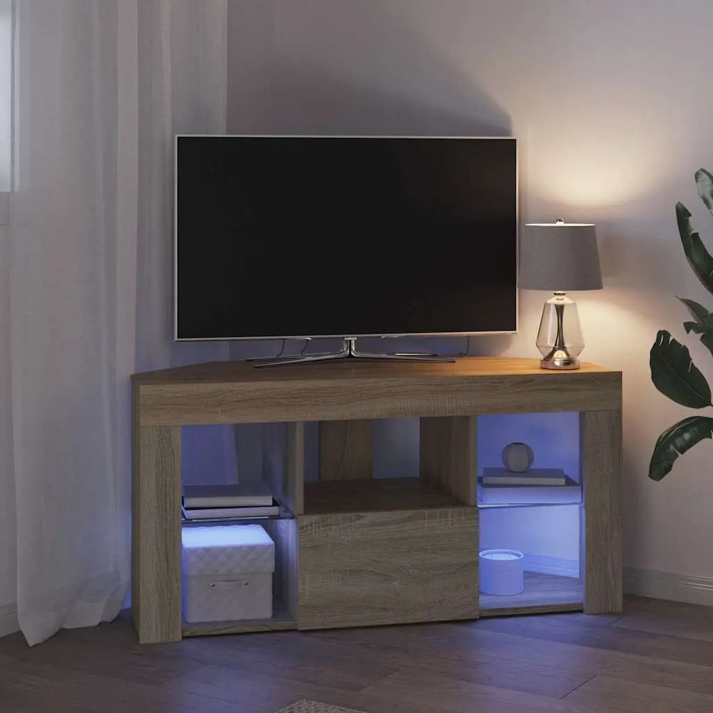 Corner LED TV Cabinet Wall-mounted Modern Furniture Storage Display Unit Grey