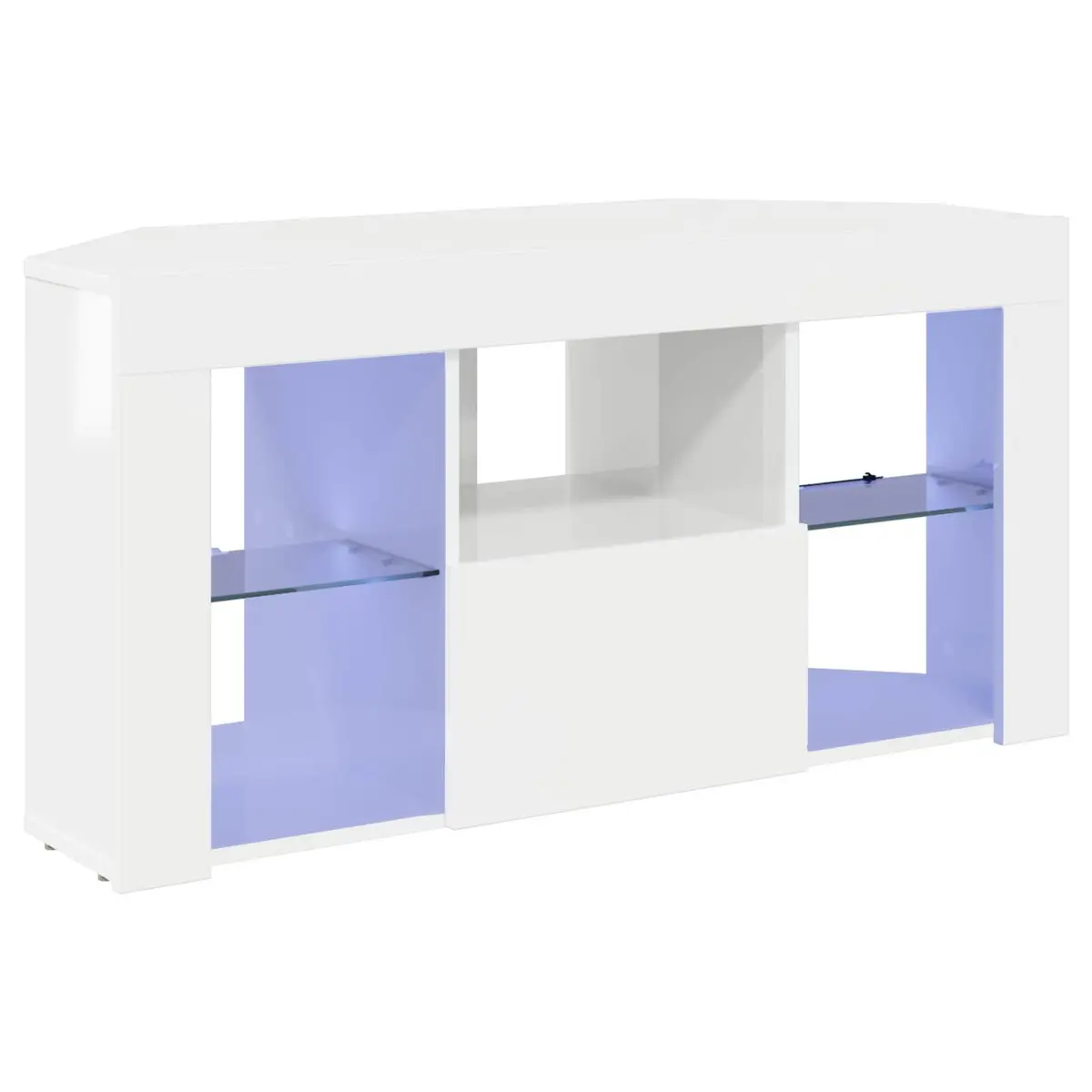 Corner LED TV Cabinet for Living Room High Gloss White