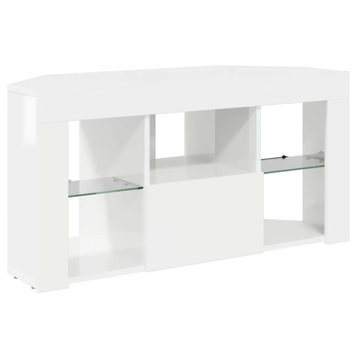 Corner LED TV Cabinet for Living Room High Gloss White