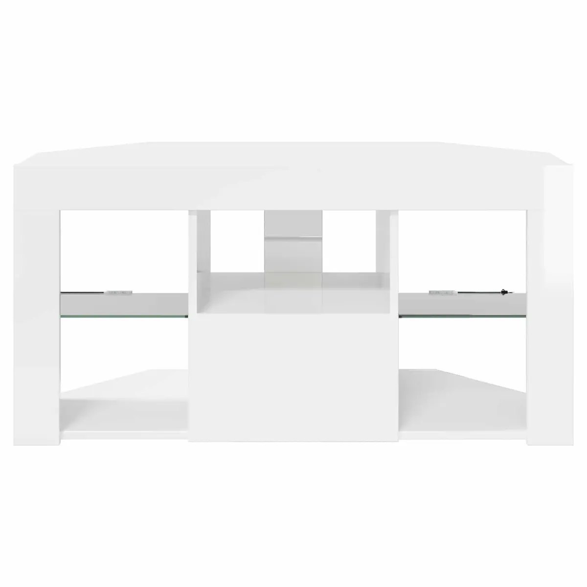 Corner LED TV Cabinet for Living Room High Gloss White