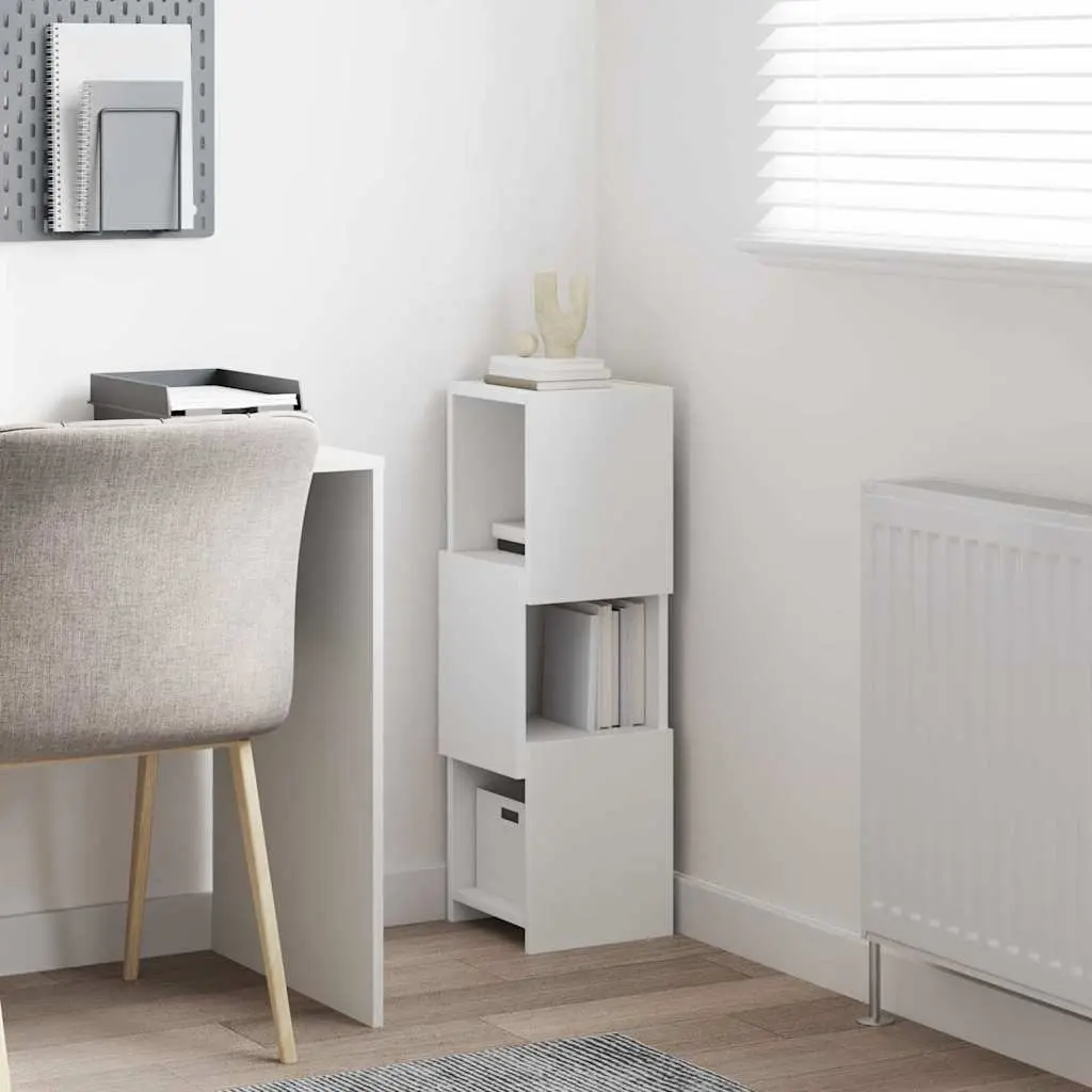 Corner Storage Cabinet 25.5x25x80cm Modern Living Room Organizer Shelf Unit
