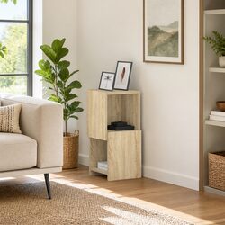 Corner Storage Cabinet: 25.5 x 25 x 55 cm, Brown Finish