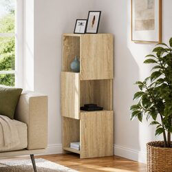 Corner Storage Cabinet Brown Engineered Wood Sonoma Oak Living Room Organiser