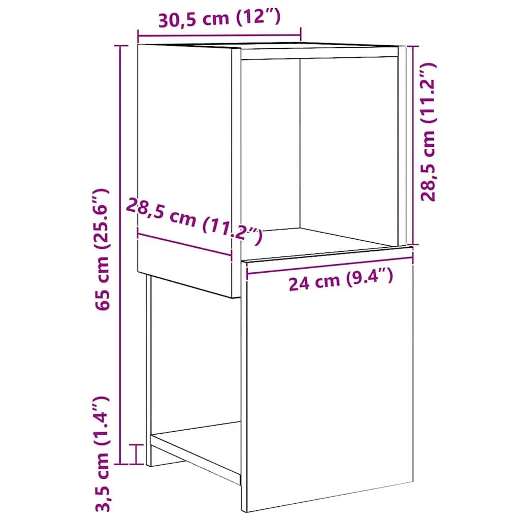 Corner Storage Cabinet 30.5x30x65cm Brown Modern Living Room Organiser Shelving