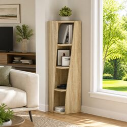 Corner Storage Cabinet - 27.5W x 27D x 102H cm in Brown