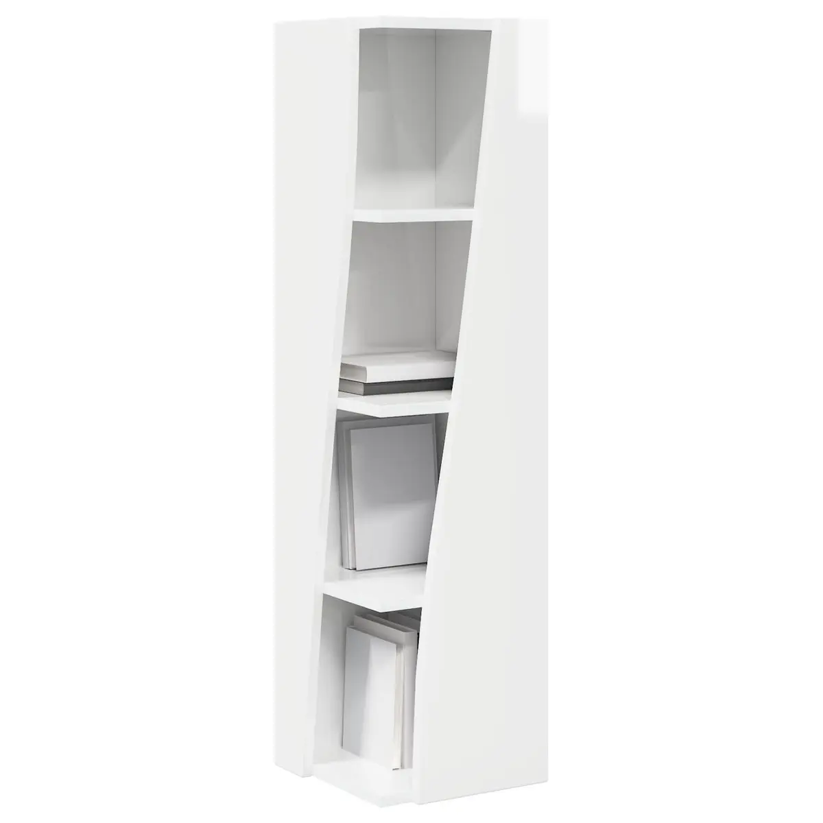Corner Storage Cabinet High Gloss White Modern Living Room Shelving Unit