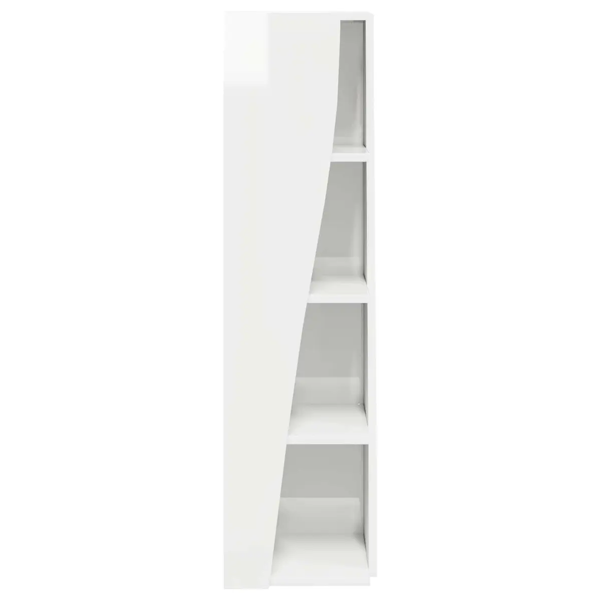 Corner Storage Cabinet High Gloss White Modern Living Room Shelving Unit