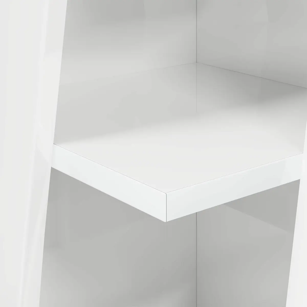 Corner Storage Cabinet High Gloss White Modern Living Room Shelving Unit