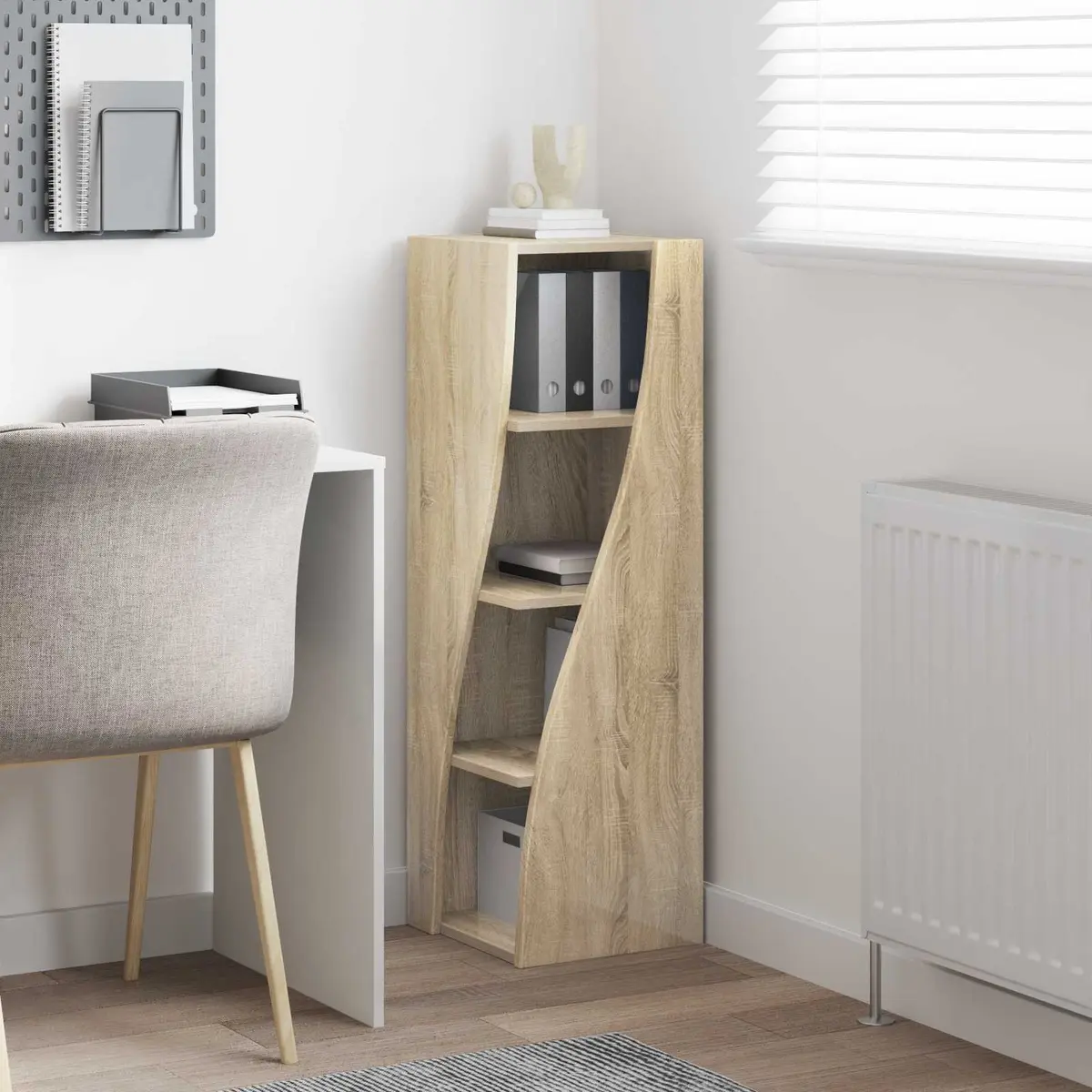 Corner Storage Cabinet Brown Engineered Wood Living Room 32 x 32 x 102 cm