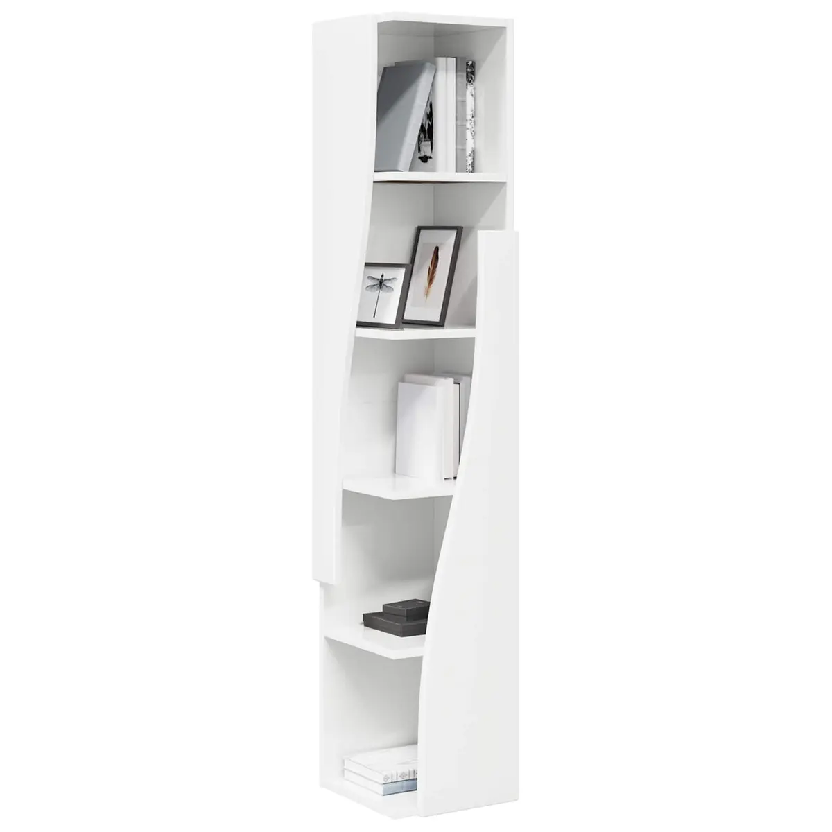 Corner Storage Cabinet Living Room 27.5x27x140cm Modern Shelving Unit