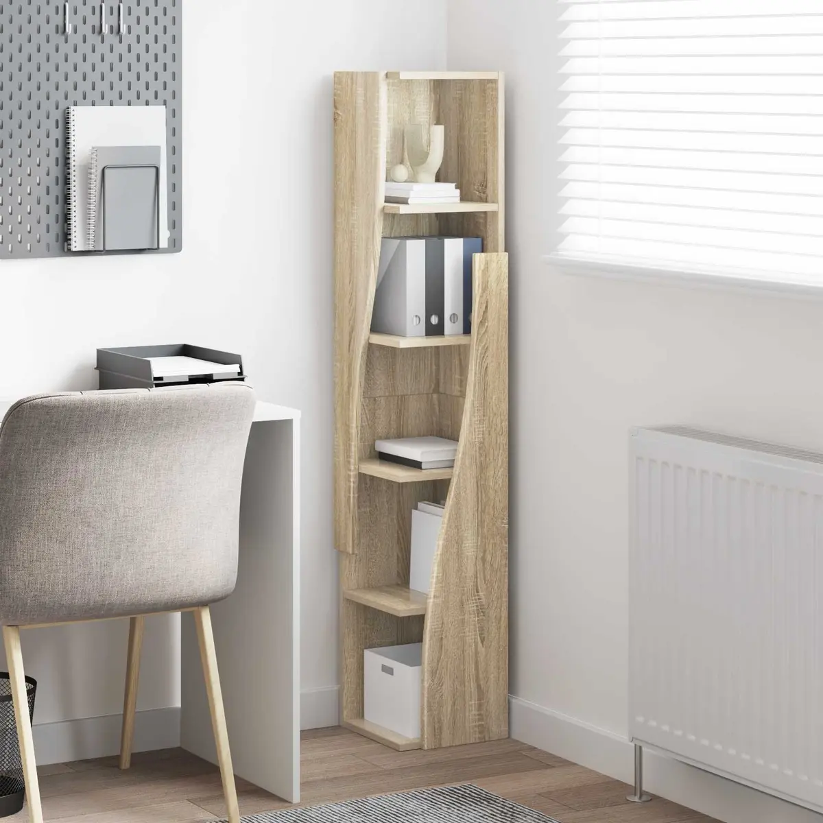 Corner Storage Cabinet Brown Engineered Wood Modern Living Room Organizer